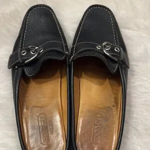 Coach | Shoes | Coach Black Leather Womens Slipon Loafers 